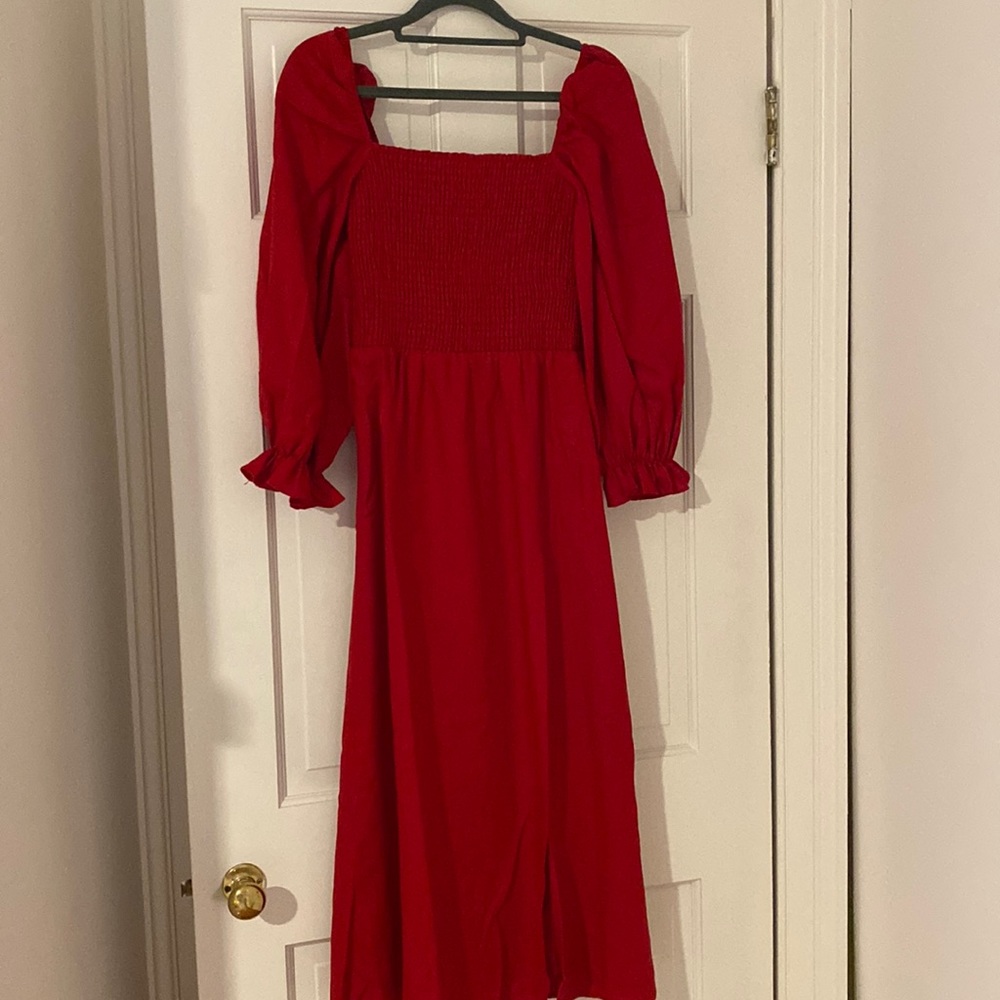 Reformation linen midi side slit xs